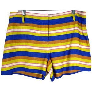 LOFT NWT Women's 4" Inseam Shorts Linen Blend Colorful-Rainbow Print Size 12P